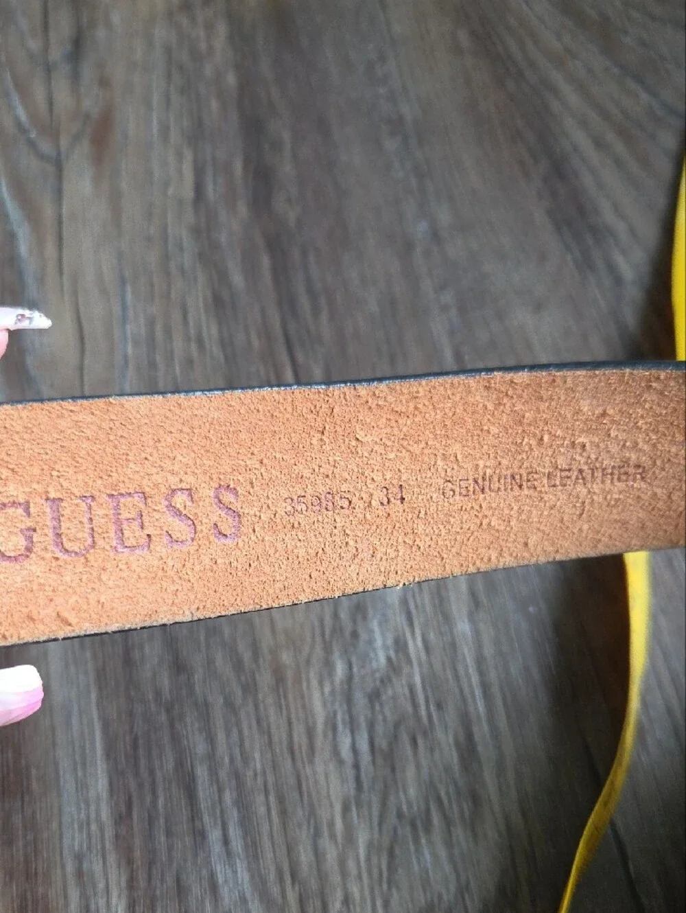GUESS Black Leather Men's Belt Silver Buckle Size 34